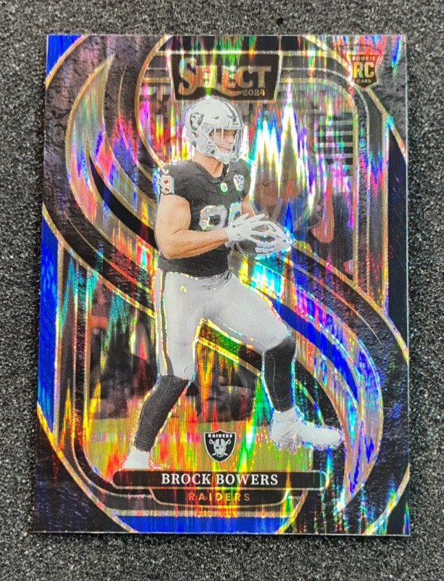 2024 Select Premier Level Black  & Blue Shock Prizm Brock Bowers (RC) Raiders