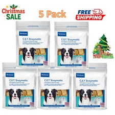 5 Pack- C.E.T. Enzymatic Oral Hygiene Chews for Dogs, Medium 30 ct