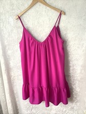 Flying Tomato Womens Hot Pink Spaghetti Adjustable Straps Mini Lined Dress L