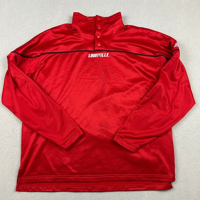 #ad Louisville Cardinals Sweater Men Large Red Adidas Basketball Pullover NCAA L $34.99