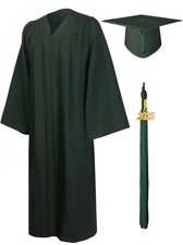 Matte Graduation Gown Cap Tassel Set 2025 for High School and Bachelor Forest...