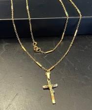 Collana con croce rosario in acciaio inox oro da uomo catenina 60 cm donna