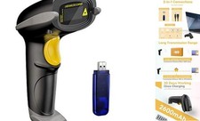 Wireless Barcode Scanner 328 Feet Transmission Distance USB Cordless 1D Gray