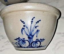 Rowe Pottery Works Salt Glaze Pumpkin Corn shucks Fall Harvest stoneware bowl