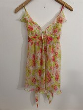 Vtg Victorias Secret Sheer Floral Babydoll Nightie Lingerie Large