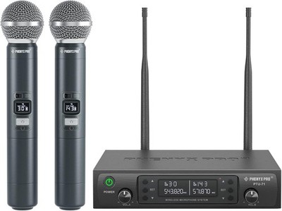 Wireless Microphone System, Dual Wireless Mics,w/ 2 Handhelds, Auto Scan,2x100