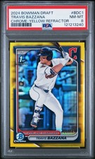 2024 BOWMAN DRAFT CHROME-YELLOW REFRACTOR #BDC1 TRAVIS BAZZANA 36/75 PSA 8