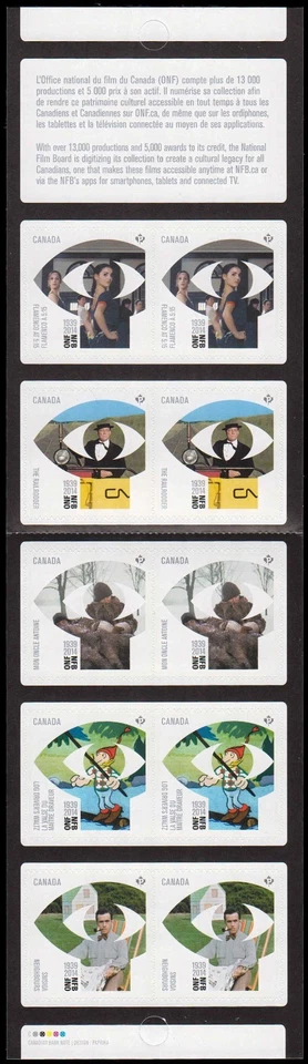 Folleto de 10 estampillas de Canadá, National Film Board of Canada, #2738a, BK583 MNH Foto 2 de 2
