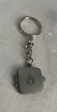 Dog Memorial Paw Print Footprint Pewter Keychain 2 sided photo holder brand new