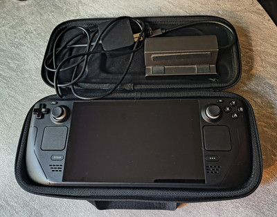Steam Deck LCD 64GB, Original Case, Original Charger, Dock,  256GB SD Included