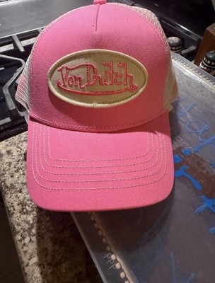 Von Dutch Pink/Beige Solid Trucker Hat Mesh Back Adjustable One Size Men