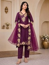 Designer Silk Kurti Women Silk Blend Kurti Pant Dupatta Set