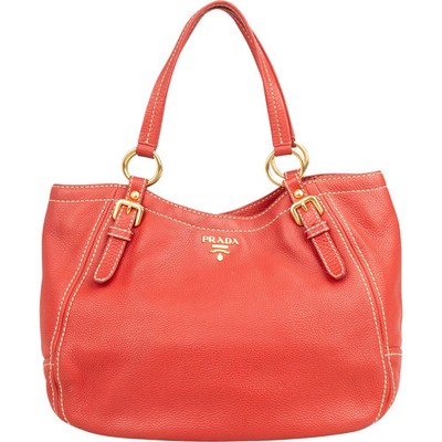 Prada Red Vitello Daino Hobo Shoulder Bag Tasche