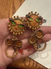 RARE! Lunch At The Ritz Latr2Go Sun Dangle Clip On Earrings #173