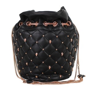 black and rose gold handbag