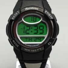 Armitron All Sport Watch Men 35mm Black Gray Digital Backlight New Battery