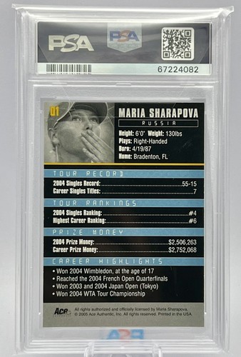 2005 Ace Autentico Maria Sharapova Debut Edition Rookie RC #01 PSA 10 GEMME NUOVO DI ZECCA - Foto 2 di 2