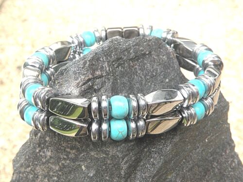 Herren Damen Western Silber Magnet Armband Fußkettchen mit Kreide Türkis - Bild 2 von 4