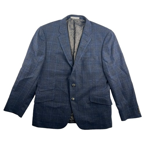 NEW Joseph Abboud Blue Wool/Cashmere Windowpane Plaid Blazer • USA • 46 Reg - Picture 2 of 11
