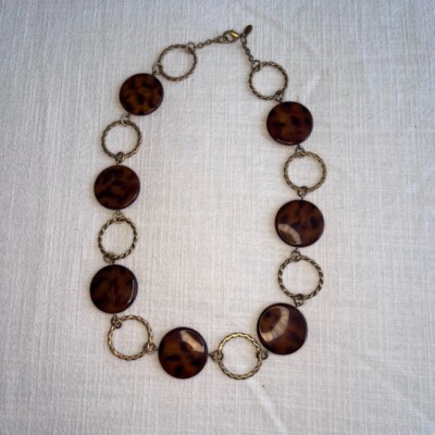 Express Statement Necklace Tortoise Shell Gold Chain Fashion Jewelry
