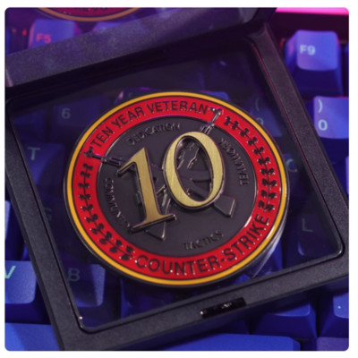 CSGO Badge Metal Counter Strike Global Offensive 10 Year Veteran Souvenir Coin
