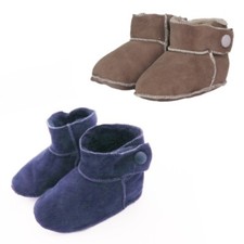 Sonia Originelli Baby Toddlers Suede Slipper "Button" Sheepskin Sheepskin