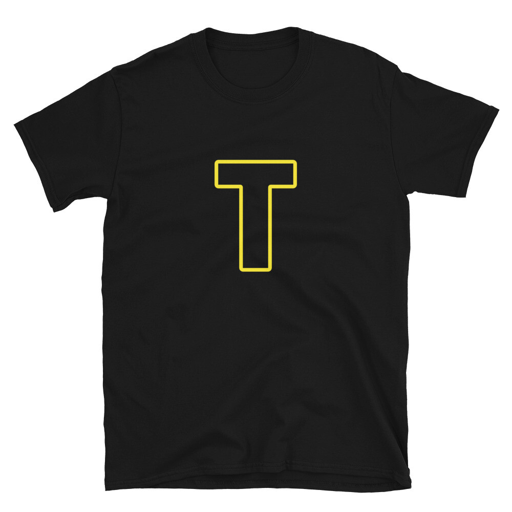 Letter Z Yellow Bold Font T-Shirt - Simple Graphic Tee, Black, XX-Large - View #9