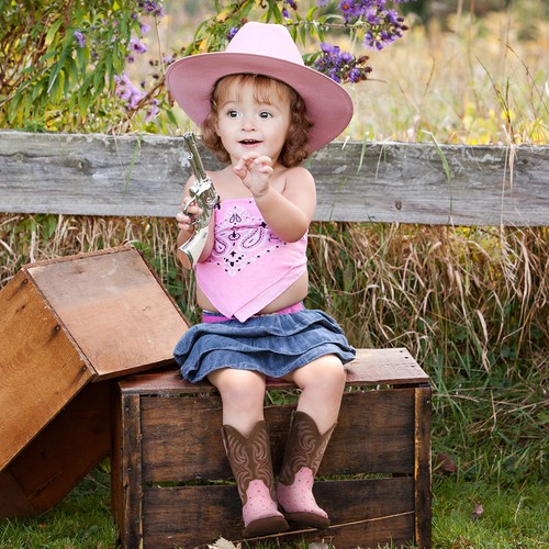 Rollda Toddler Kids Western Cowboy Cowgirl Boots Boy Girl Square Toe Riding Boot - Picture 7 of 60