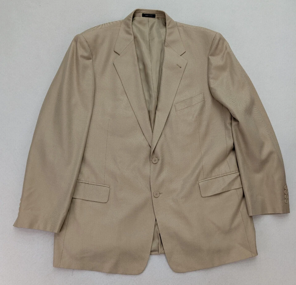 Chaqueta Blazer Abrigo Deportivo Roundtree & Yorke Para Hombre Talla 48L Beige Mezcla de Lana de Seda Foto 2 de 4