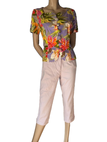 Capri Hose MARCCAIN 5 pocket Jeans flieder pastell Baumwolle Stretch 36 38 - Bild 1 von 13