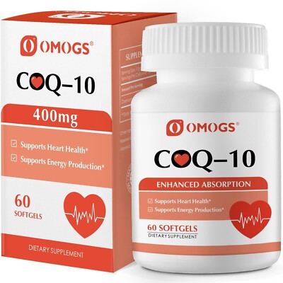 Coq10 400Mg Softgels, Coenzyme Q10 High Absorption Supplements Support Heart Hea