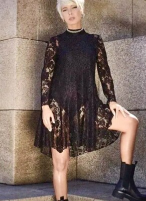 H&M HM Lace Stand-Up Collar DRESS CLASSIC STYLE Black POPULAR FASHION | eBay