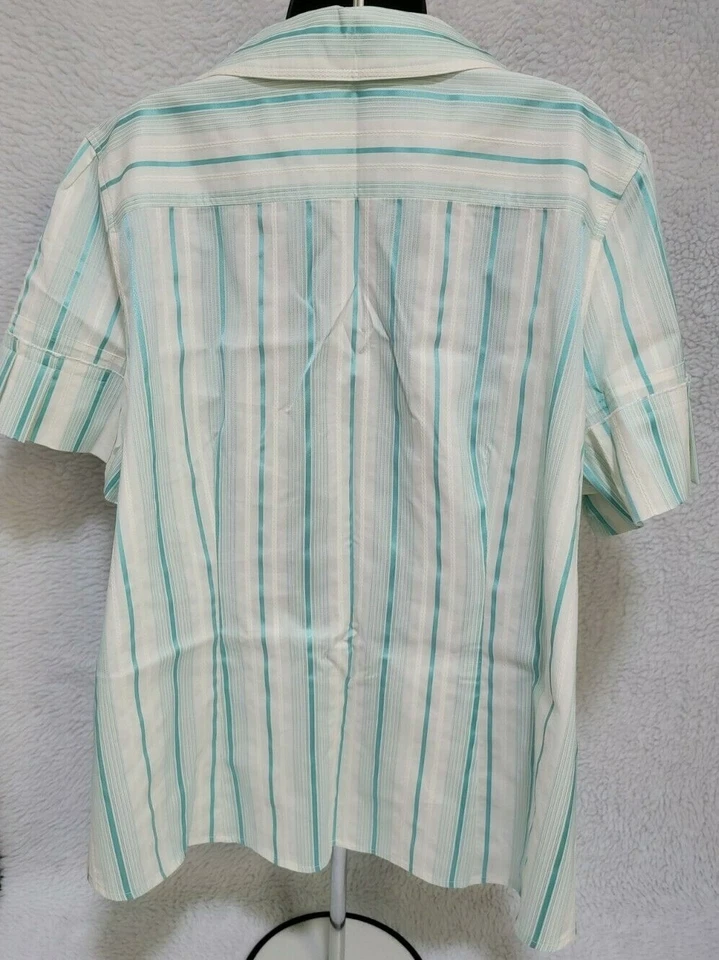 Camisa Top Blusa Mujer JH Collectibles Talla 3X Verde Blanco Rayas Foto 4 de 4