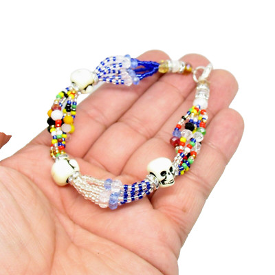 Ilde de Yemaya de Muertos Santeria IFA Bracelet Hecho de Crystal Orisha 8.5''