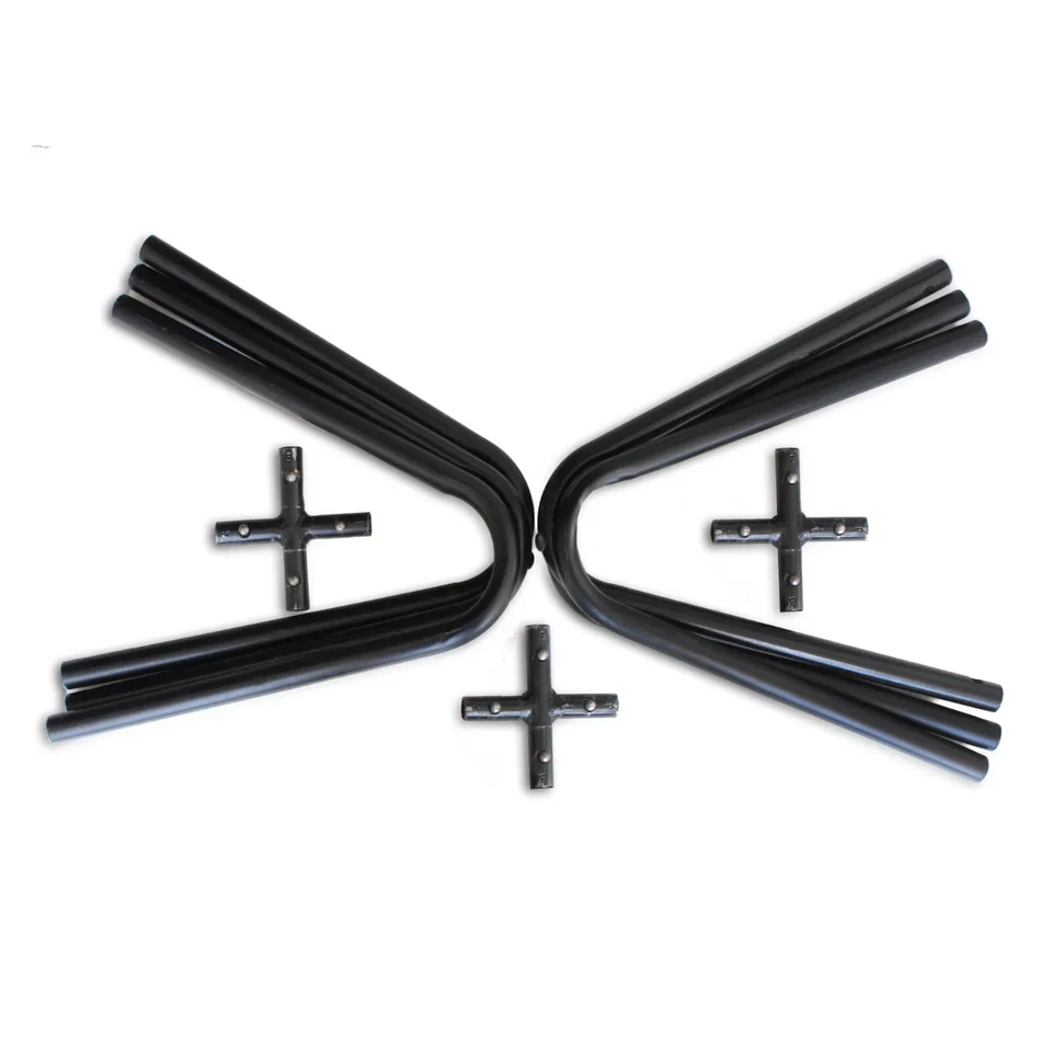 Handmade Black Leather Butterfly Chair Footstool Rest Butterfly Folding Stool - Image 3 of 4