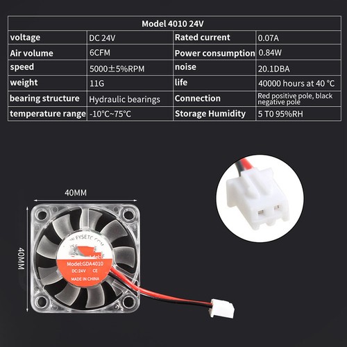 LED Extruder Heat Luminous Cooling Fan 12V/24V Fan for PRUSA EMDER VORON VZBOT - Afbeelding 7 van 15