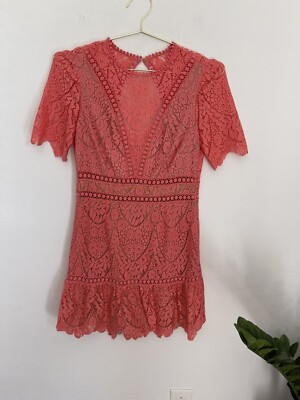 SAYLOR DRESSES Darian Crochet Coral Boho Western Mini Dress Size Medium |  eBay