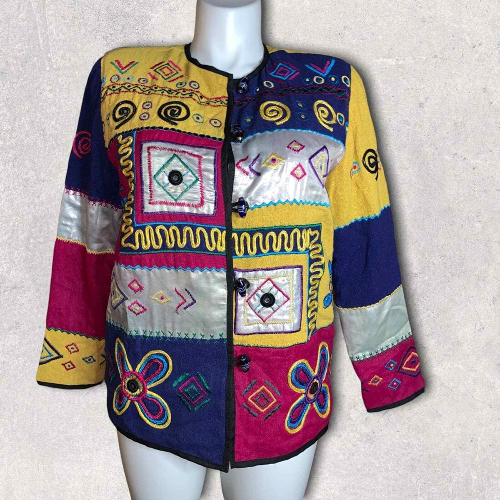 Allure Boutique Patchwork Blazer Jacket, Size S - image 3