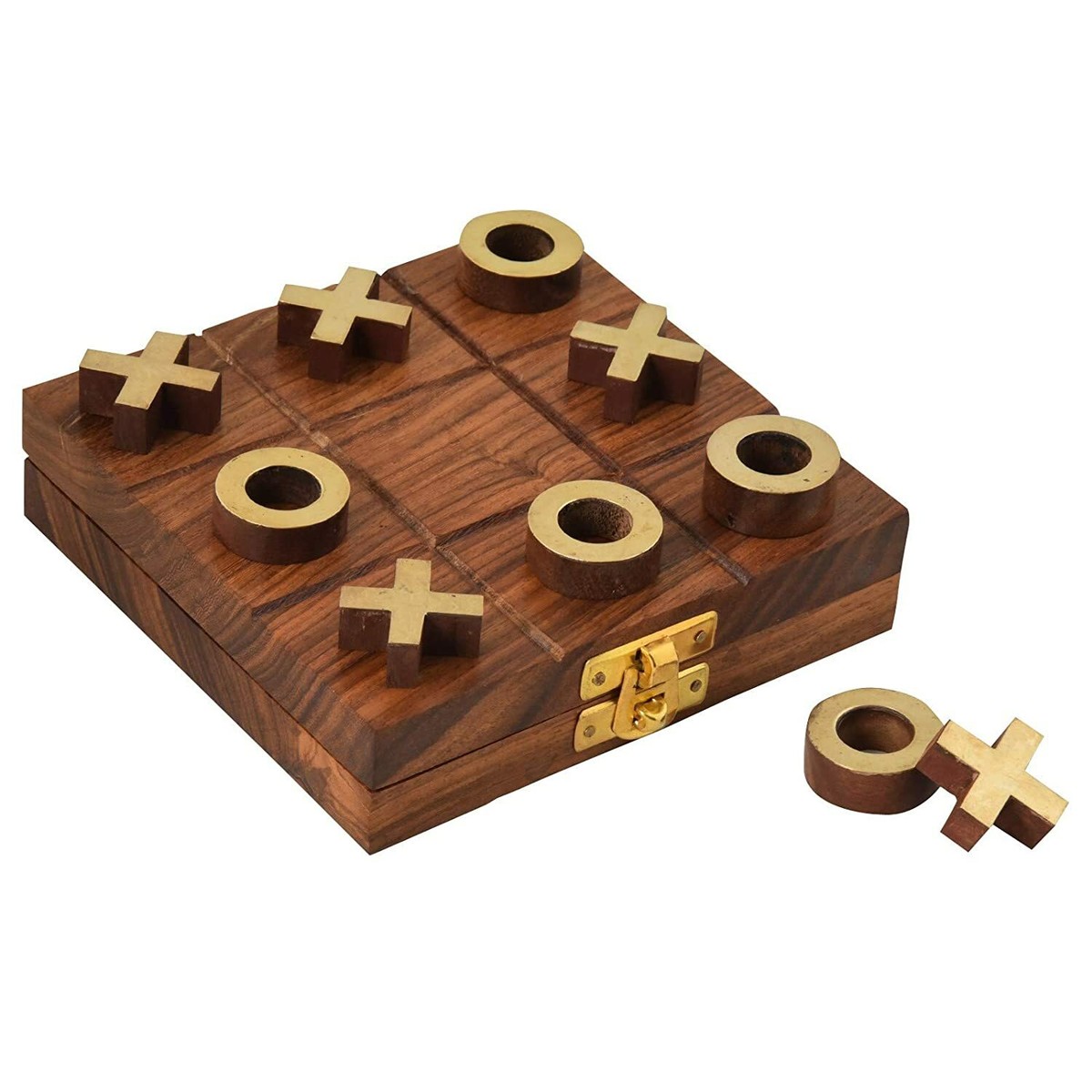 Gioco da tavolo in legno Tic Tac Toe e Solitario per bambini e