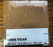 4 Pcs Cork Tiles Cork Panels Wall Bulletin Board Cork Board 12''x12'' Natural