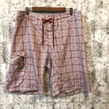 Columbia PFG Mens Board Shorts Size 36 Red White Blue Geometric Swimming 11"