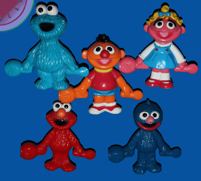 #ad 5 Figure SESAME STREET Characters Connect amp; Count Pop Together Friends 1994 Tyco $14.88