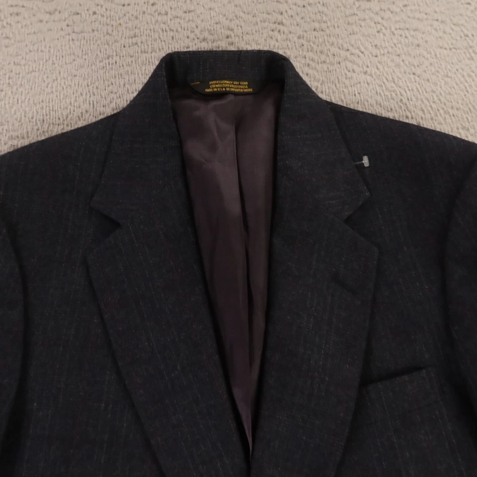 VINTAGE Prince of Wales Check Jacket S Gray Glen Plaid 100% Wool Blazer 38R - Image 2 of 4