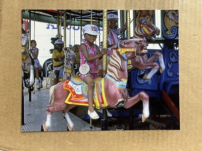 Postcard Queens NY New York Street Fair Amusement Park Carousel Pepsi Cola Hat