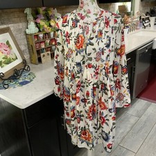 Old Navy Size Medium Floral Long Sleeve Dress Pintuck Tassel New Without Tags