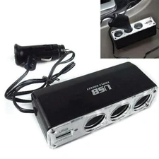 Car Cigarette Multi Socket Triple Splitter Lighter Adapter 12V USB 3W D2P3
