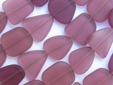 Sea Glass BEADS 22-24mm flat free form Medium Amethyst HANK making jewelry