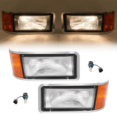 Headlights W/LED Bulbs For Mack CH600 CH612 CH613 CL700 1990-2007 CL600 91-99