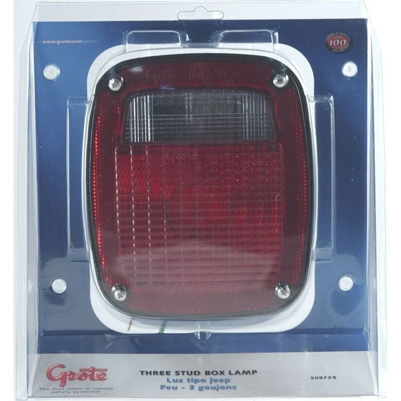 Luz de giro trasera de parada Grote 50972-5 roja de tres tacos Peterbilt Chevrolet Jeep GMC Foto 2 de 3