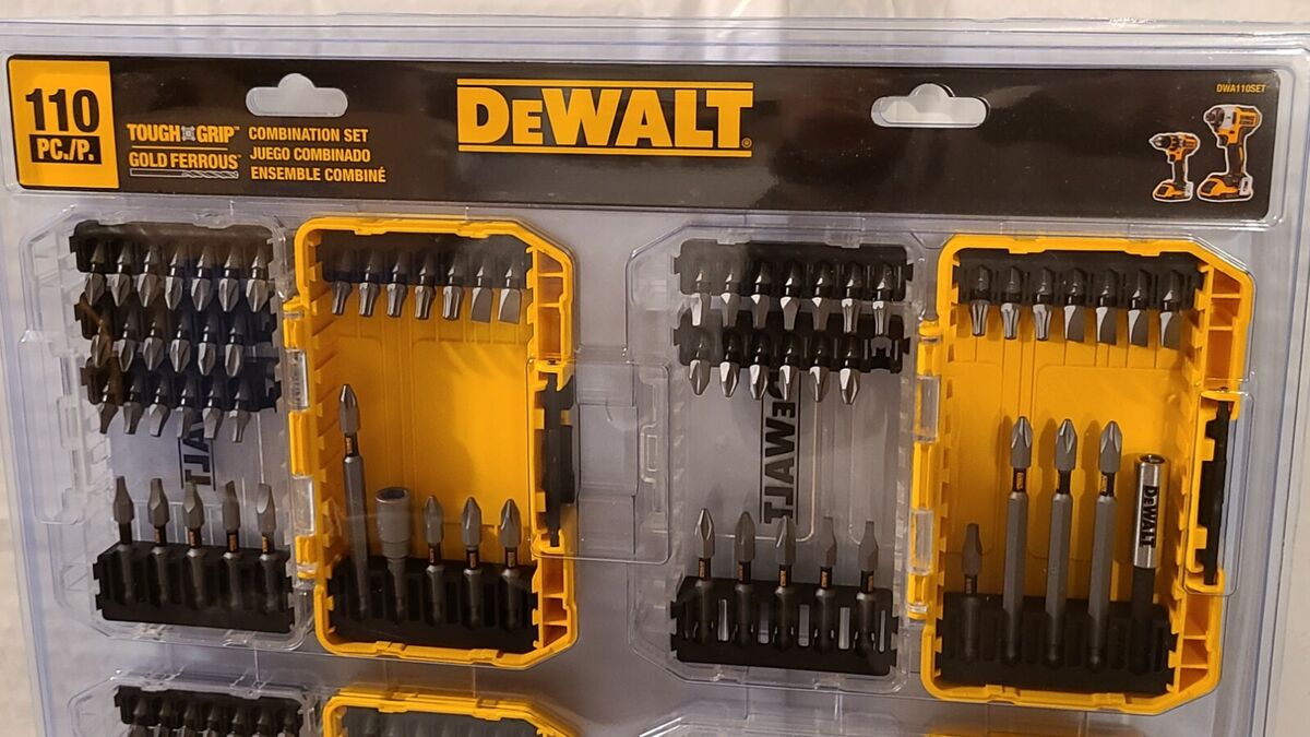 Dewalt 110 Piece ScrewDriver Drill Bit Set Clear Tough Grip Cases DWA110SET NEW